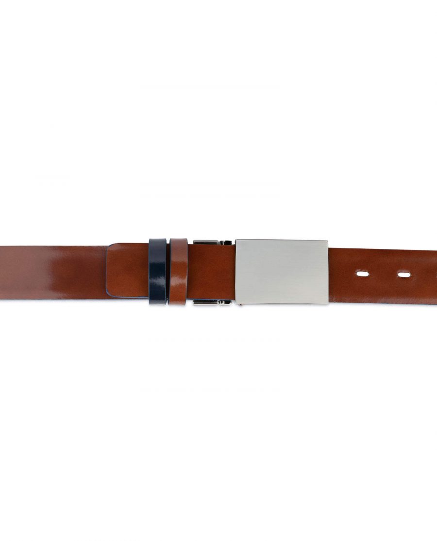 reversible mens belt blue patent leather with brown 3 5cm 35usd 2