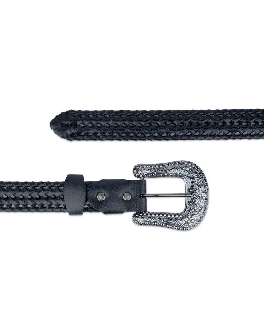 western braided belt with rhinestone buckle 3 5cm 65usd 2