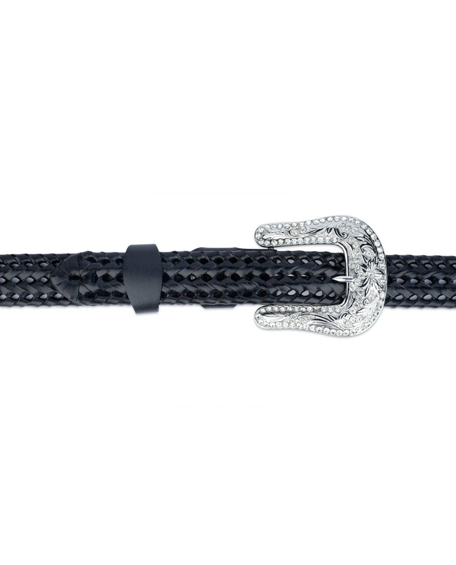 western braided belt with silver rhinestone buckle 3 5cm 65usd 3