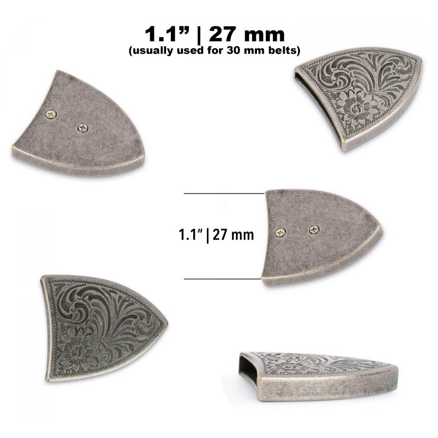 silver metal end belt tip 27 mm collage