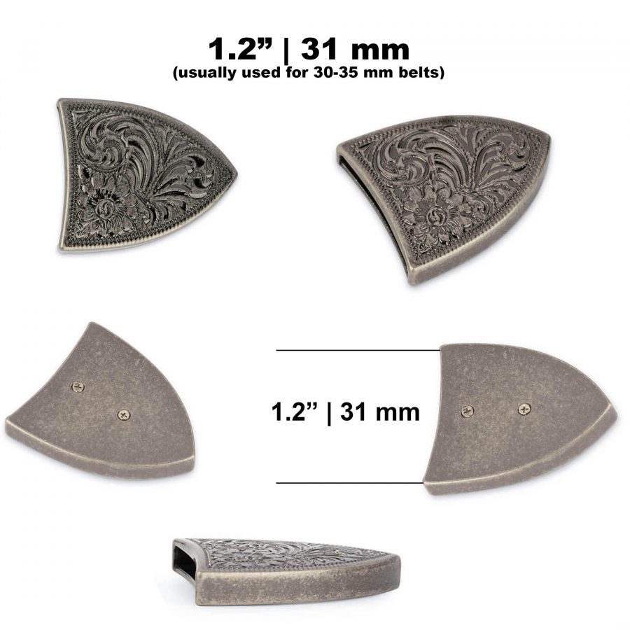 silver metal end belt tip 34 mm collage
