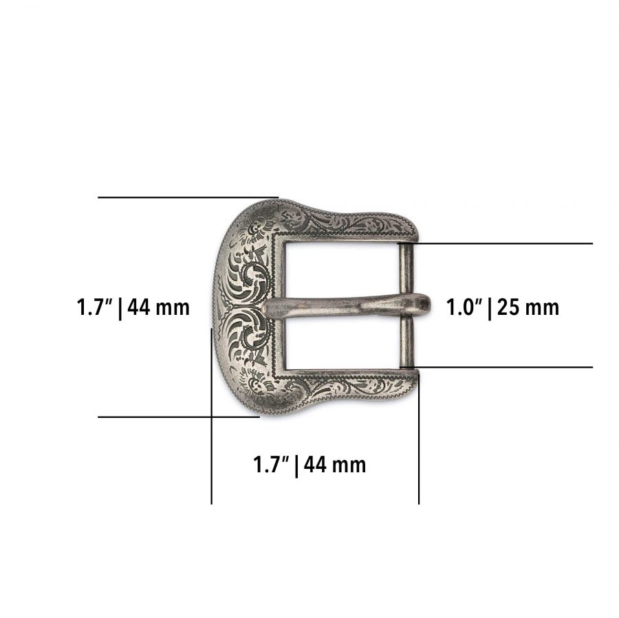 western belt buckle silver 1 inch 5 1