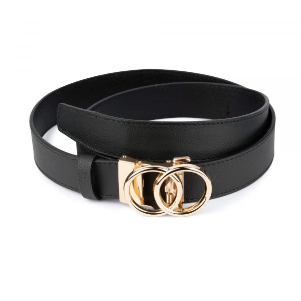 black ratchet belt with gold buckle double circle 28 44 59usd 1