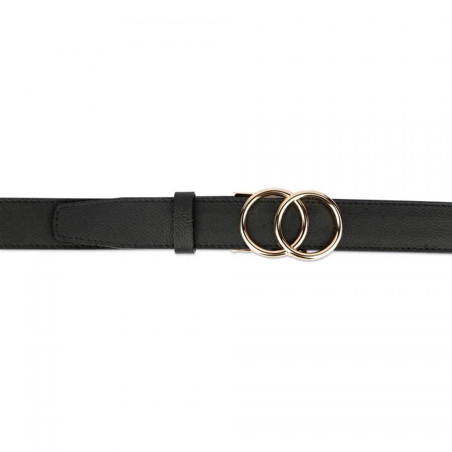 black ratchet belt with gold buckle double circle 28 44 59usd 2