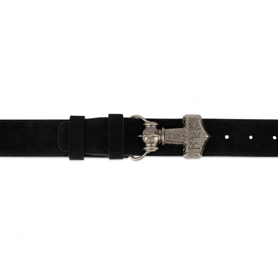black suede viking belt with silver hammer buckle 4 0 cm 28 40 65usd 2