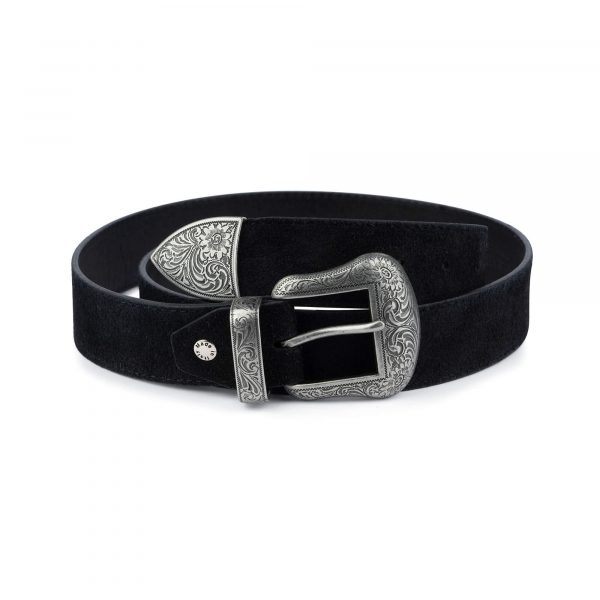 black suede western belts for men 1 5 inch with ilver buckle 28 40cm 75usd 1