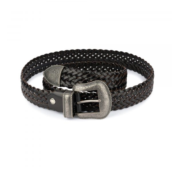black western braided belt for men silver buckle 28 44 usd75 1