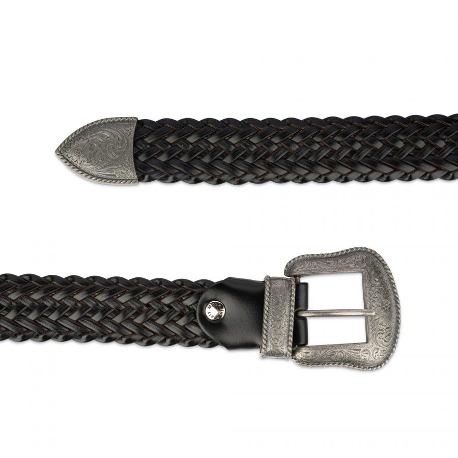 black western braided belt for men silver buckle 28 44 usd75 3