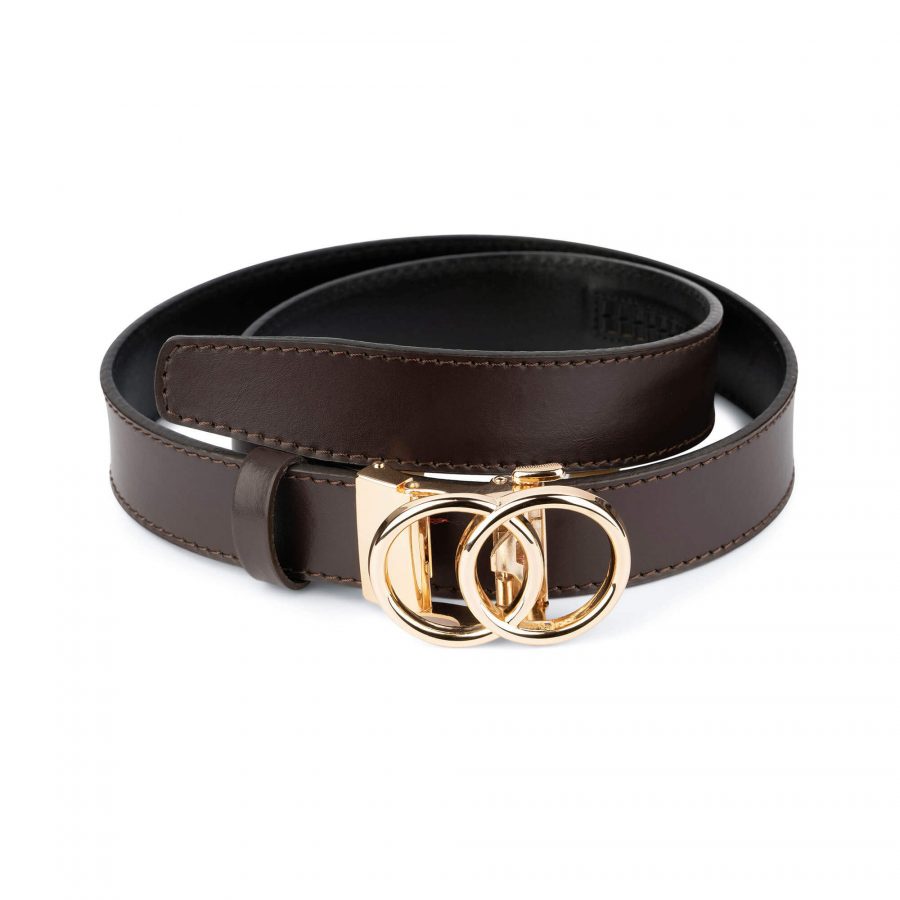 brown comfort click belt with gold double circle buckle 28 42 59usd 1