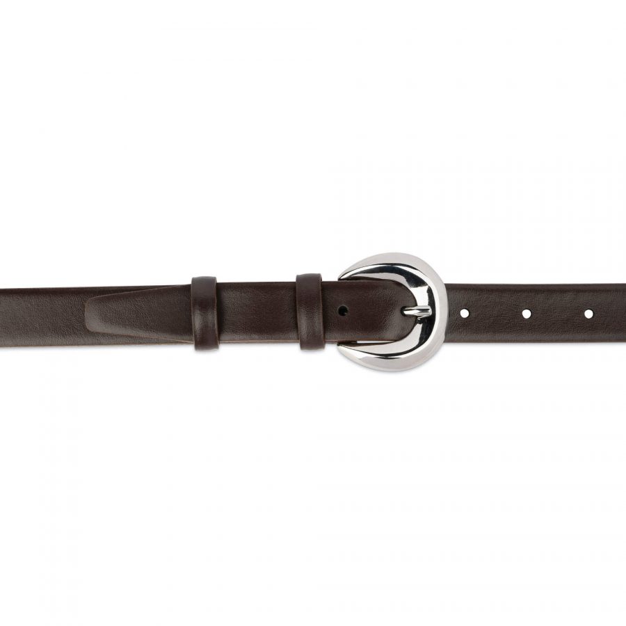 brown leather belt for lady with round silver buckle 28 42 49usd 2