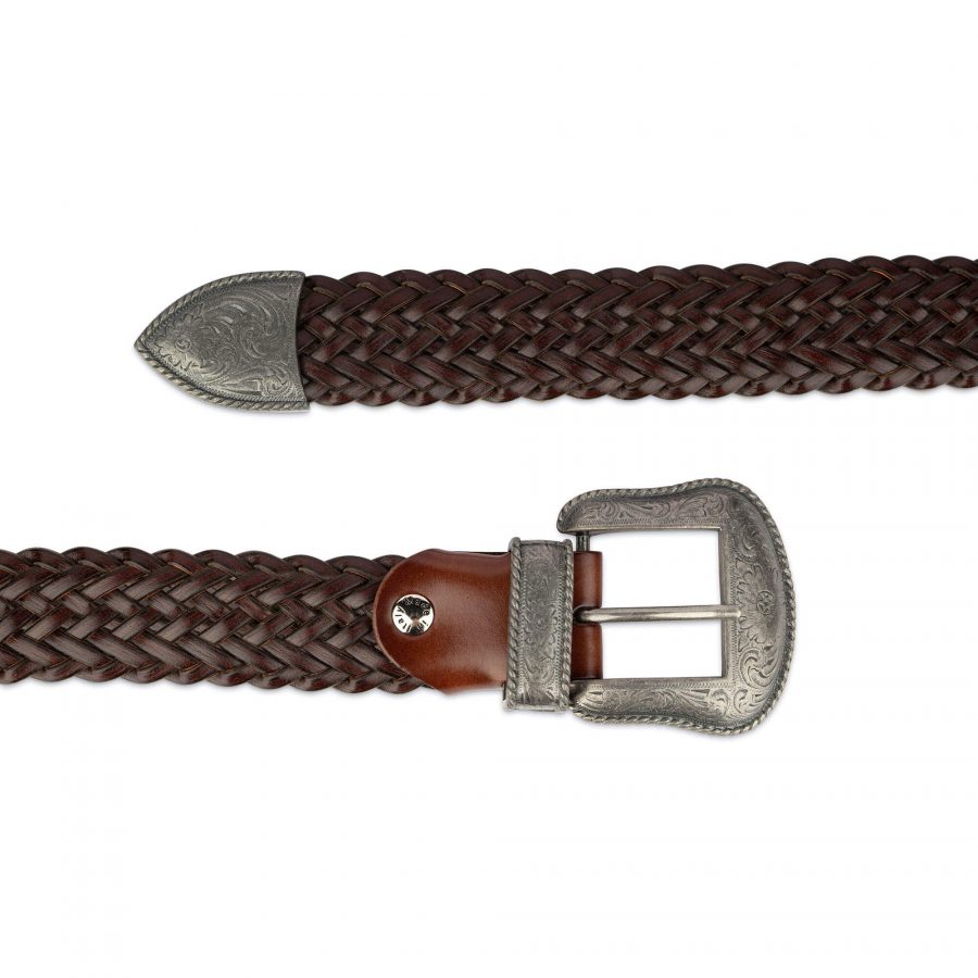brown western mens woven belt silver buckle 28 44 usd75 3