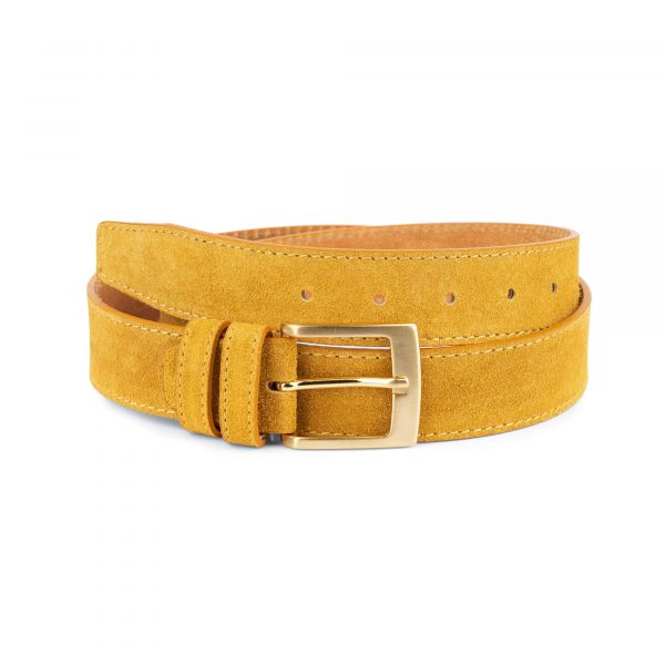 camel suede belt with gold buckle 35 mm 75usd 1