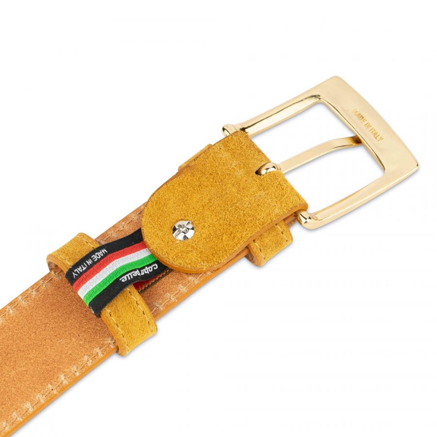 camel suede belt with gold buckle 35 mm 75usd 4