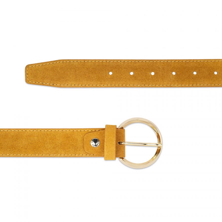 camel suede belt with round gold buckle 75usd 3
