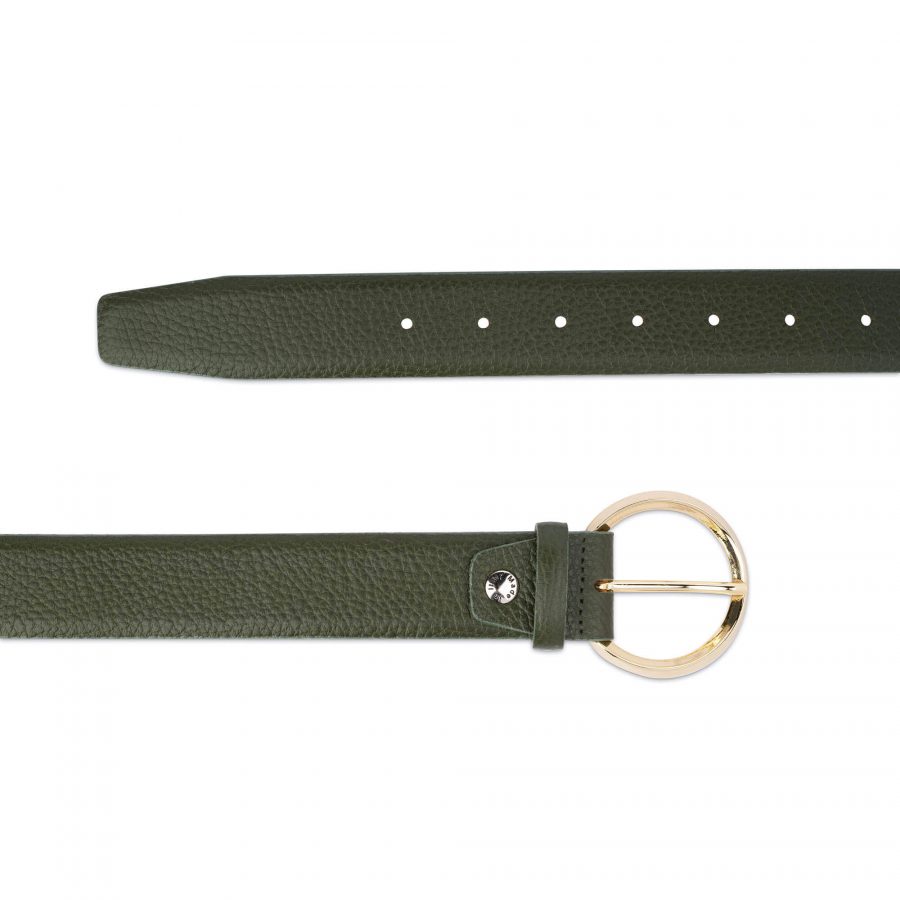 green leather belt with gold round buckle 85usd 3