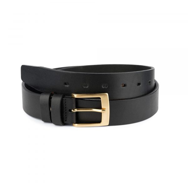 mens black leather belt with gold buckle 75usd 1