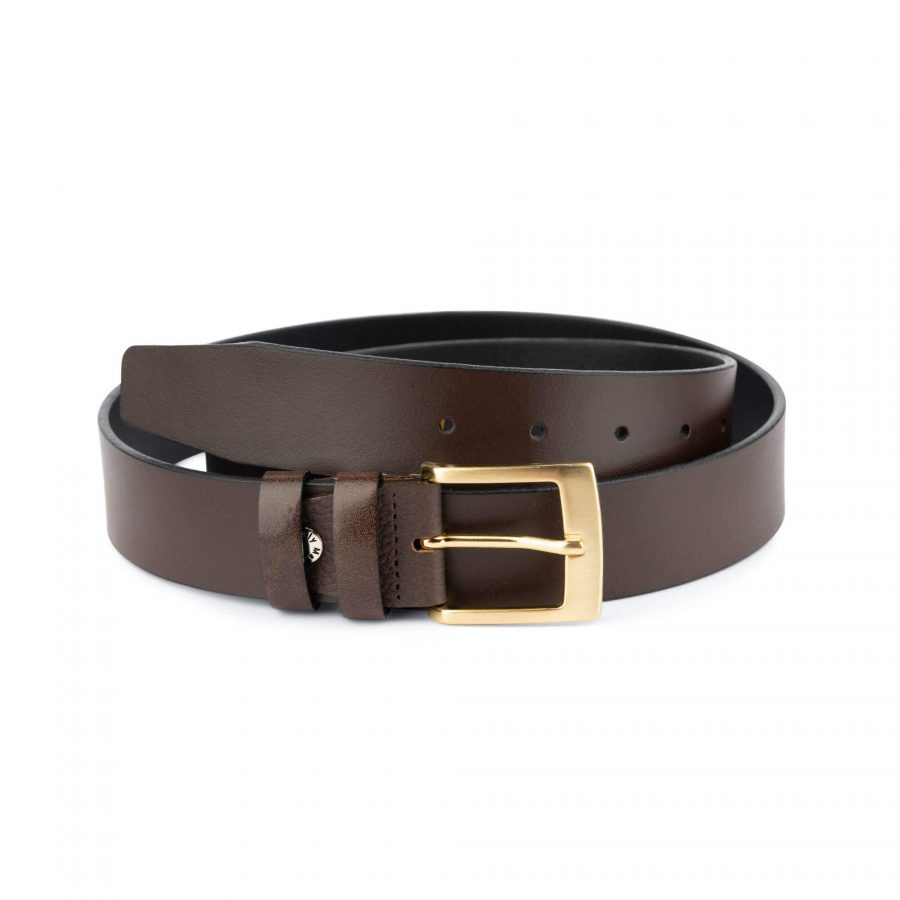 mens brown belt with gold buckle 75usd 1