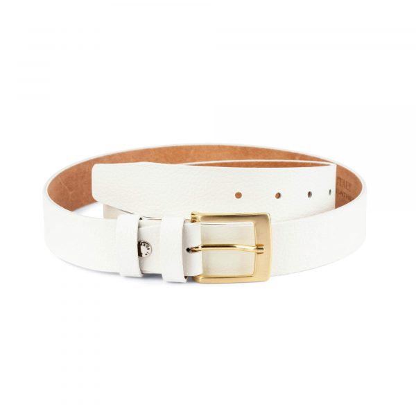 mens white belt with gold buckle 75usd 1