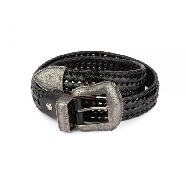 western mens woven belt black with silver buckle 28 42 75usd 1