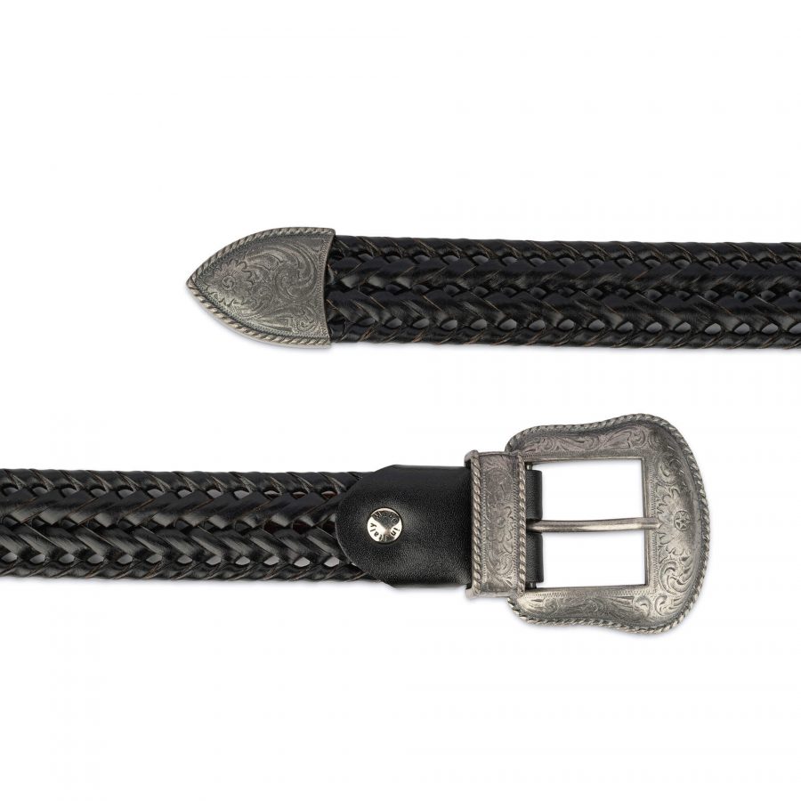 western mens woven belt black with silver buckle 28 42 75usd 3