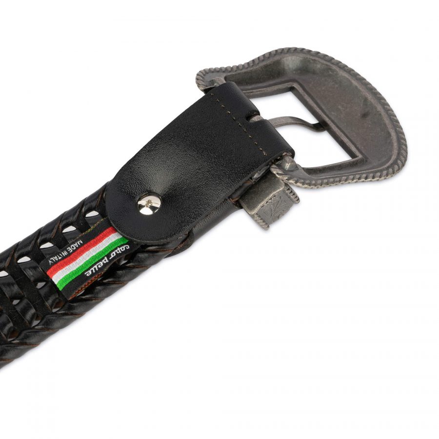 western mens woven belt black with silver buckle 28 42 75usd 4