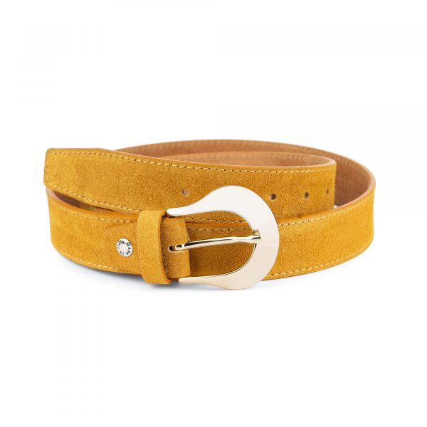 western suede tan belt with gold buckle 75usd 1