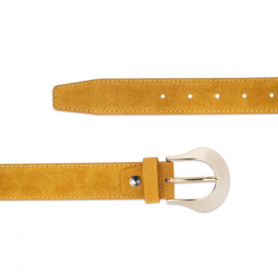 western suede tan belt with gold buckle 75usd 3