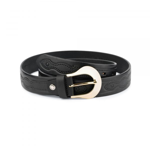 western womens black belt with gold buckle 75usd 1