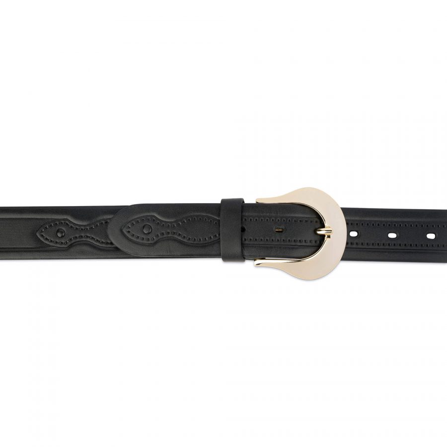 western womens black belt with gold buckle 75usd 2