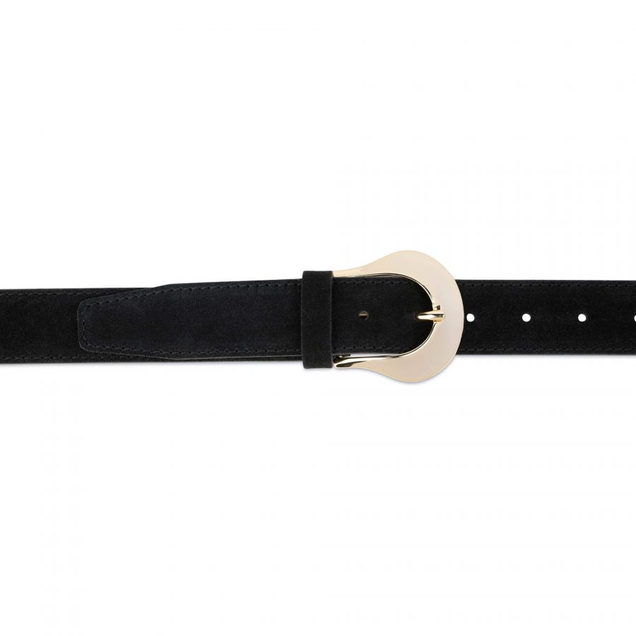 western womens black suede belt with gold buckle 75usd 2