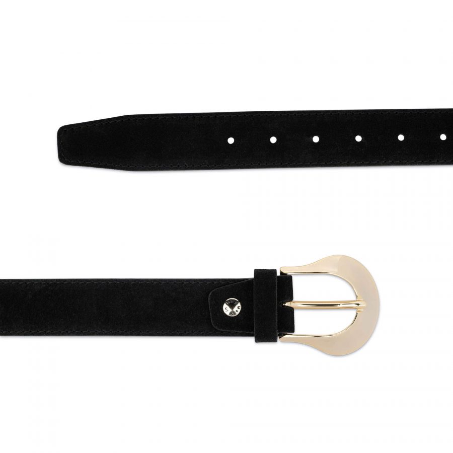western womens black suede belt with gold buckle 75usd 3