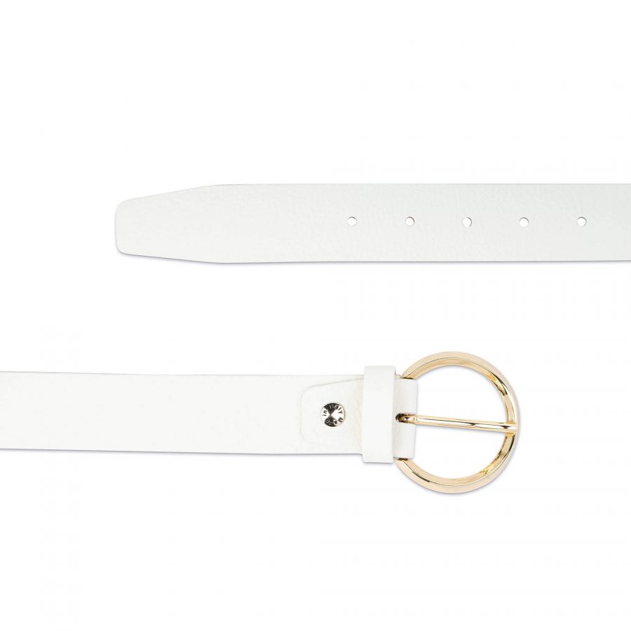 white leather belt with gold circle buckle 75usd 3