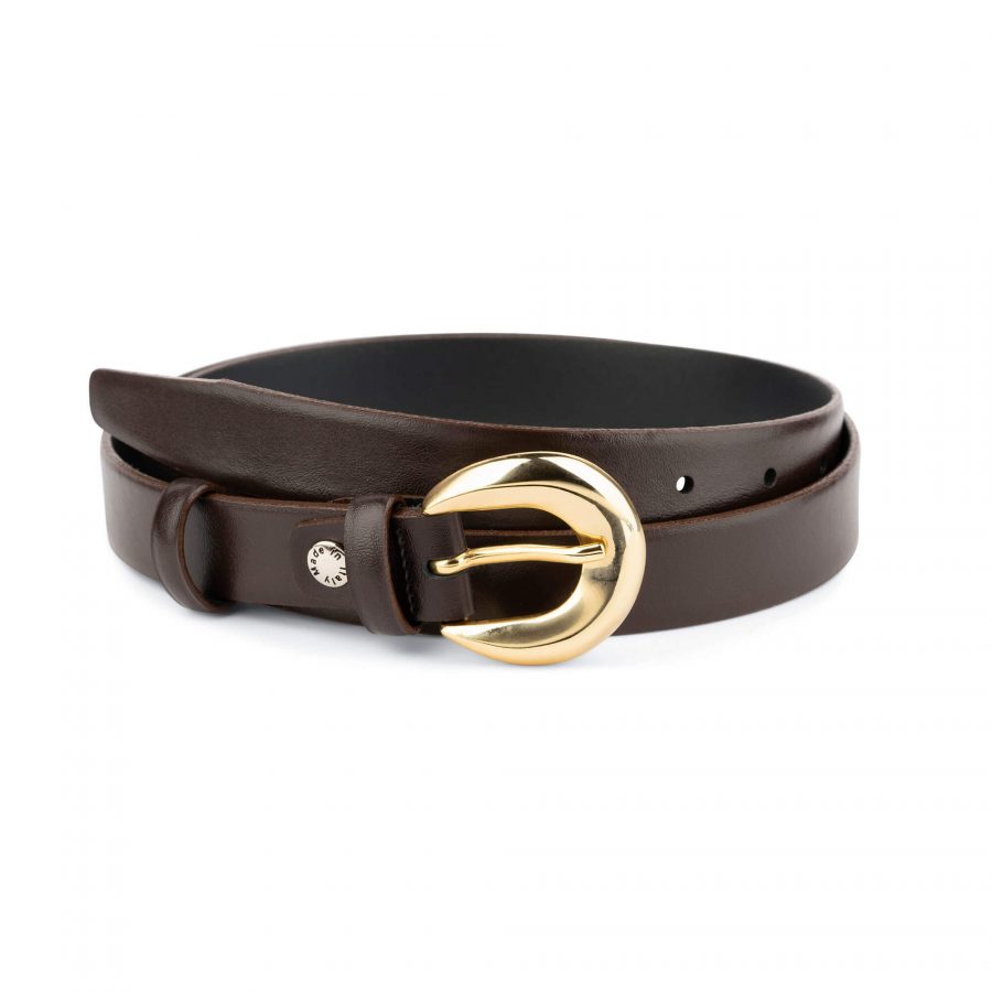 womans brown belt with gold buckle 28 42 55usd 1