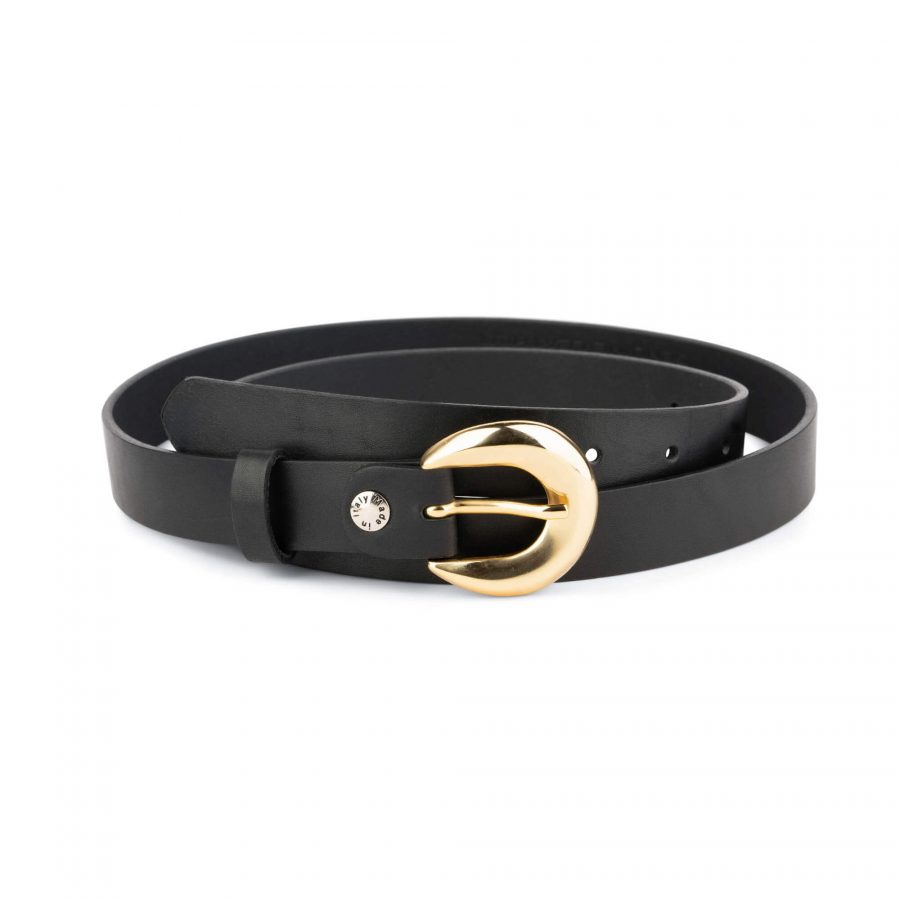 women black leather belt with round gold buckle 28 40 55usd 1
