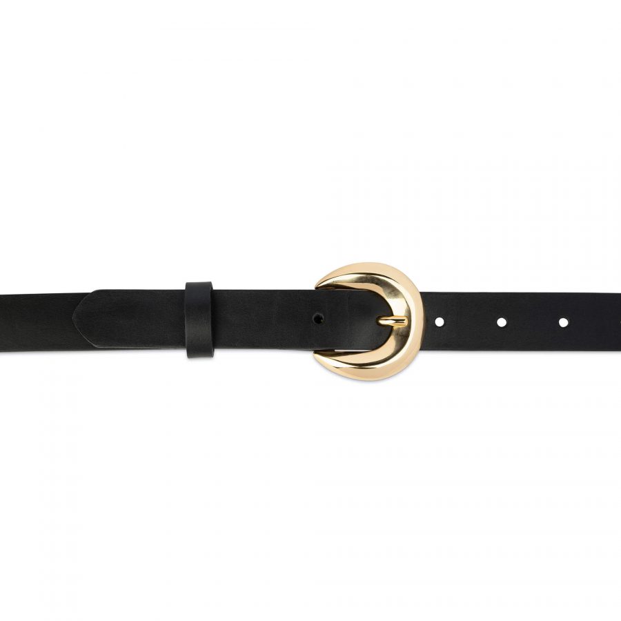 women black leather belt with round gold buckle 28 40 55usd 2