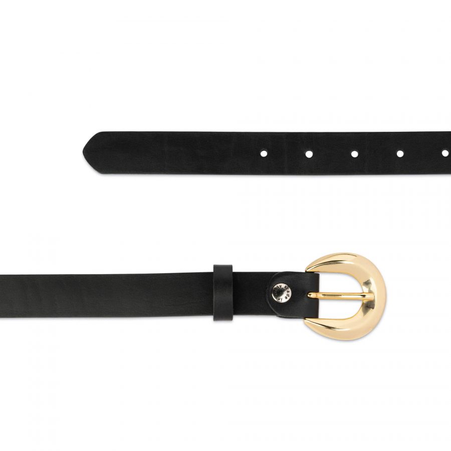 women black leather belt with round gold buckle 28 40 55usd 3