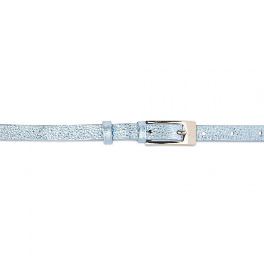 womens skinny leather belt silver blue 28 36 55usd 2