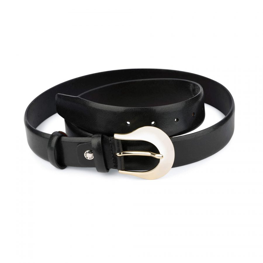 womens black belt with gold buckle