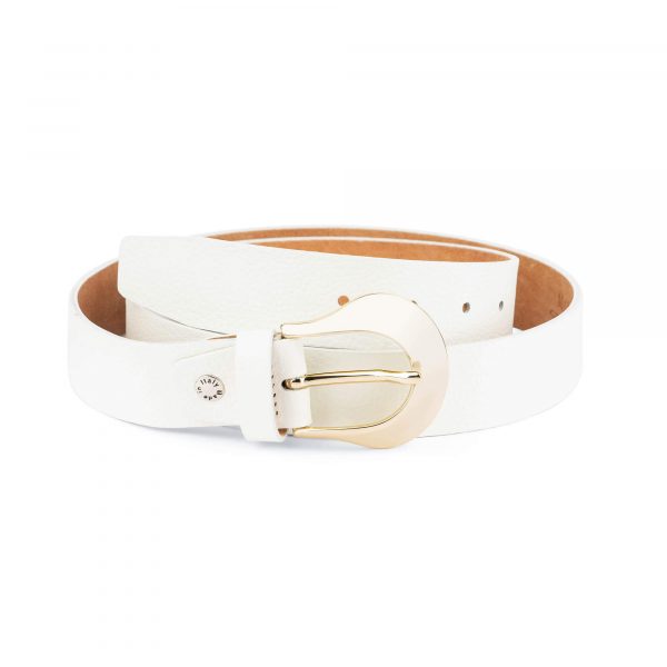 womens white western belt with gold buckle 75usd 1