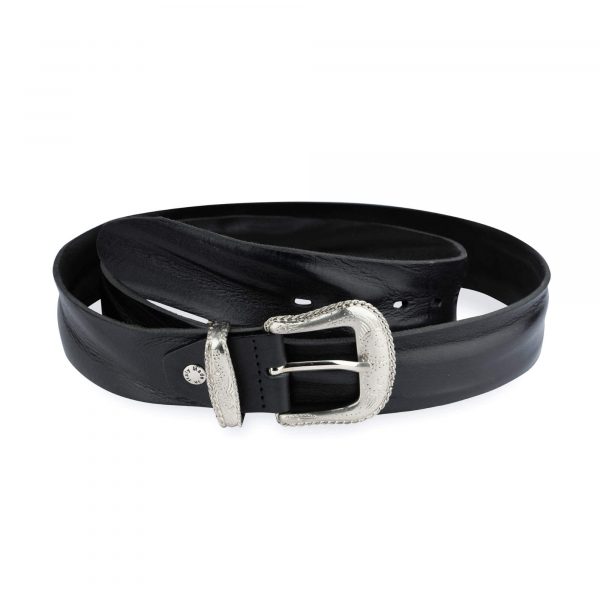 Cowboy Belt For Big And Tall Black Full Grain Leather 1