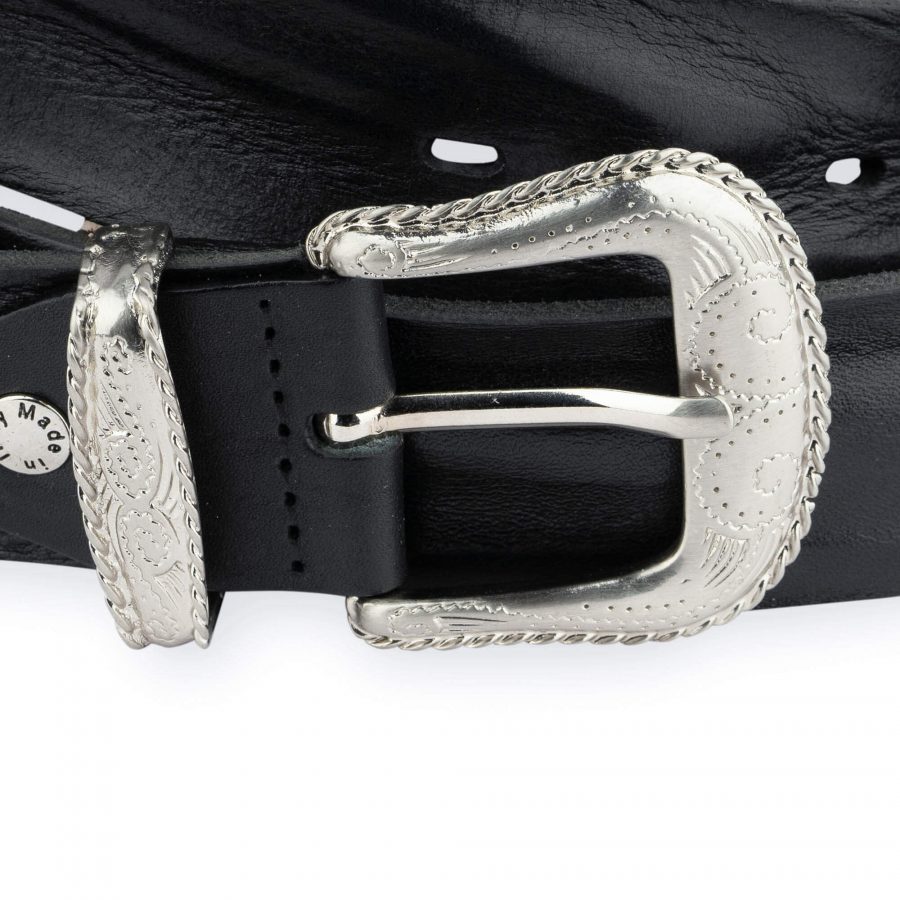 Cowboy Belt For Big And Tall Black Full Grain Leather 2