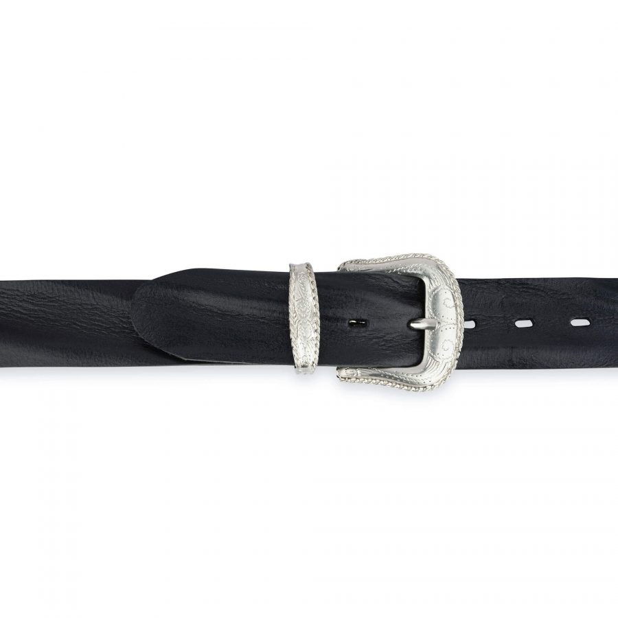 Cowboy Belt For Big And Tall Black Full Grain Leather 4