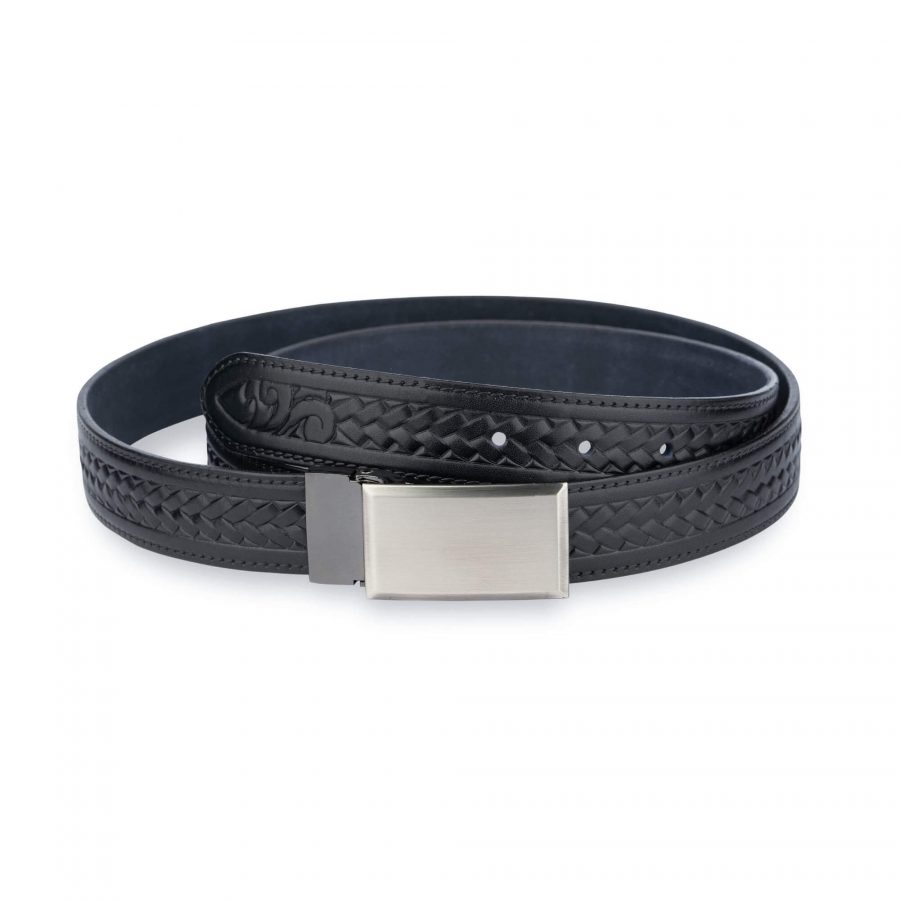 Embossed Mens Belt For Suit Rectangle Buckle 3 0 Cm 1