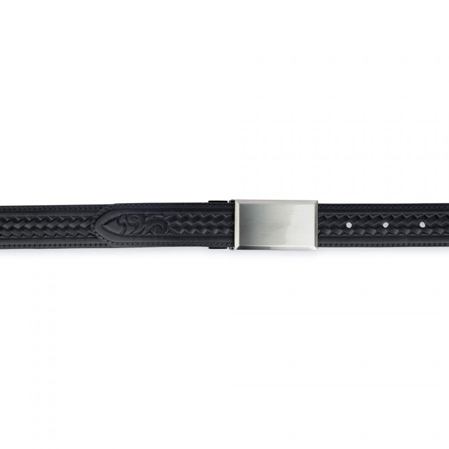 Embossed Mens Belt For Suit Rectangle Buckle 3 0 Cm 2