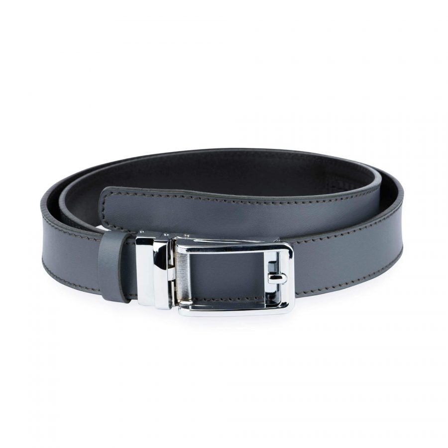 Gray Mens Ratchet Belt With Silver Buckle 1