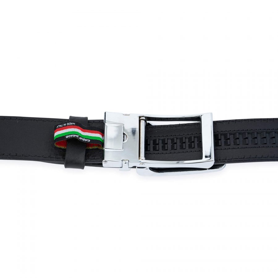 Mens Black Click Belt Silver With Automatic Buckle 8