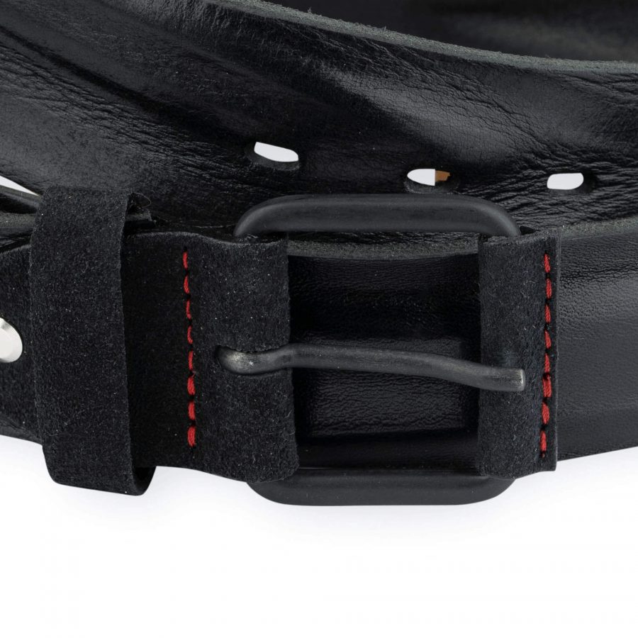 Mens Casual Belt For Jeans Black Full Grain Leather 2