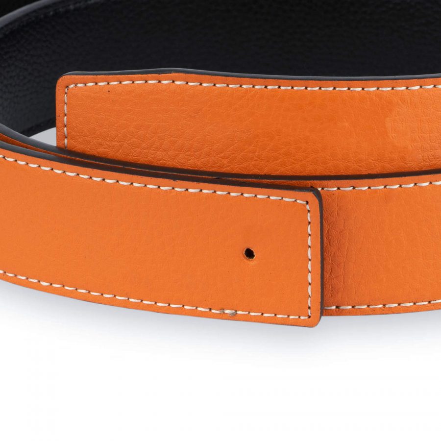 Orange H Belt Strap Reversible Vegan Leather 38 Mm 2