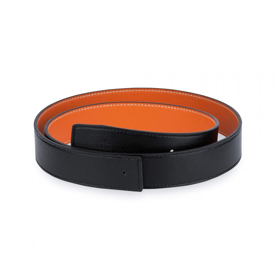 Orange H Belt Strap Reversible Vegan Leather 38 Mm 4