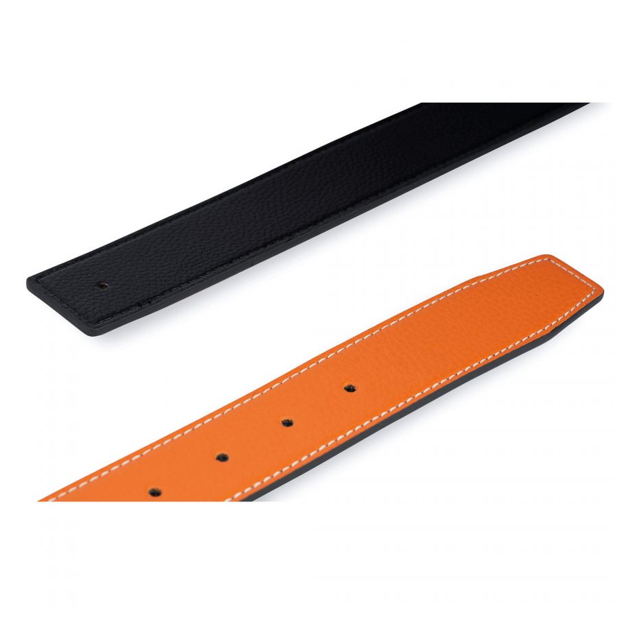 Orange H Belt Strap Reversible Vegan Leather 38 Mm 8